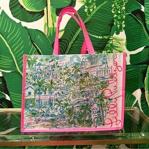 Limited Edition Lilly Pulitzer Reusable Palm Beach Market Shopper Tote Bag